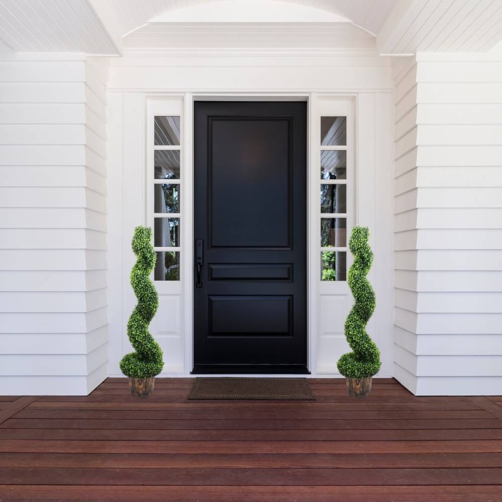 Norwich Faux Potted Spiral Boxwood Topiary Plant 48''