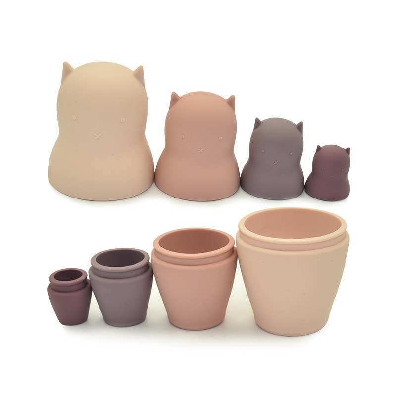 Kitty Cat Nesting Dolls Silicone - Teether - Bath - Stacker