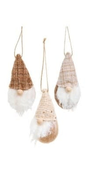Santa Ornament, Set of 3, Beige
