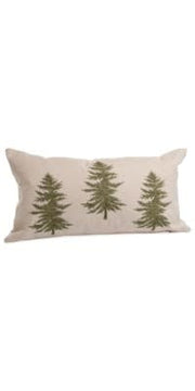 Embroidered Tree Cushion Ecru/Green