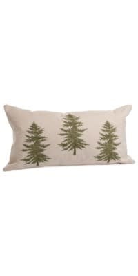 Embroidered Tree Cushion Ecru/Green