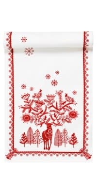 Reindeer Table Runner, White/Red