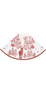 Tree Skirt, Reindeer Print, White/Red