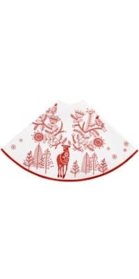 Tree Skirt, Reindeer Print, White/Red