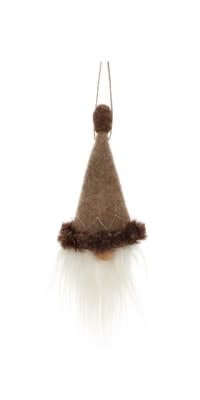Santa Ornament w/Wool Hat, Brown