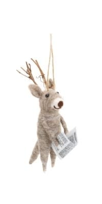 Deer w/Paper Ornament, Grey