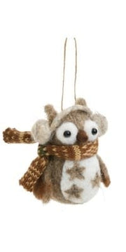 Owl Ornament, Wool, Taupe