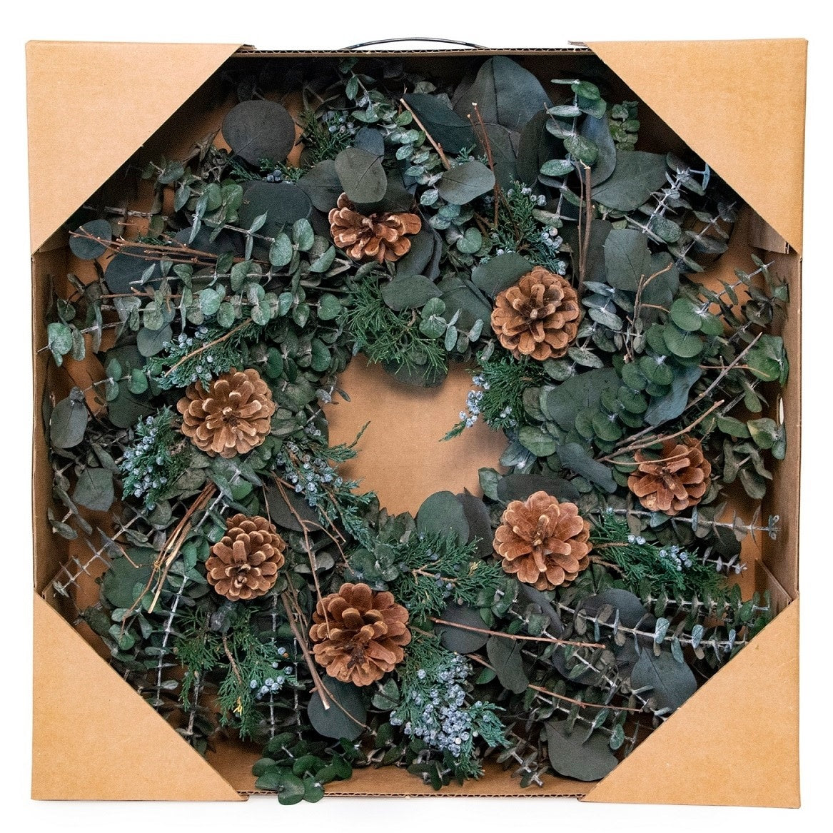 EUCALYPTUS, JUNIPER & PINECONE WREATH 20"