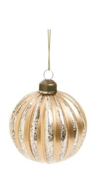 Ornament w/Stripes, Glass, Mercury/Gold