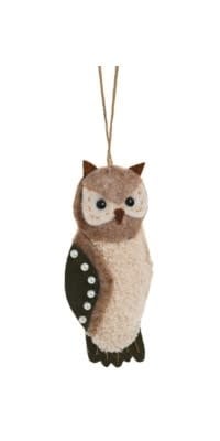 Owl Ornament, Brown/Beige/Dark Green