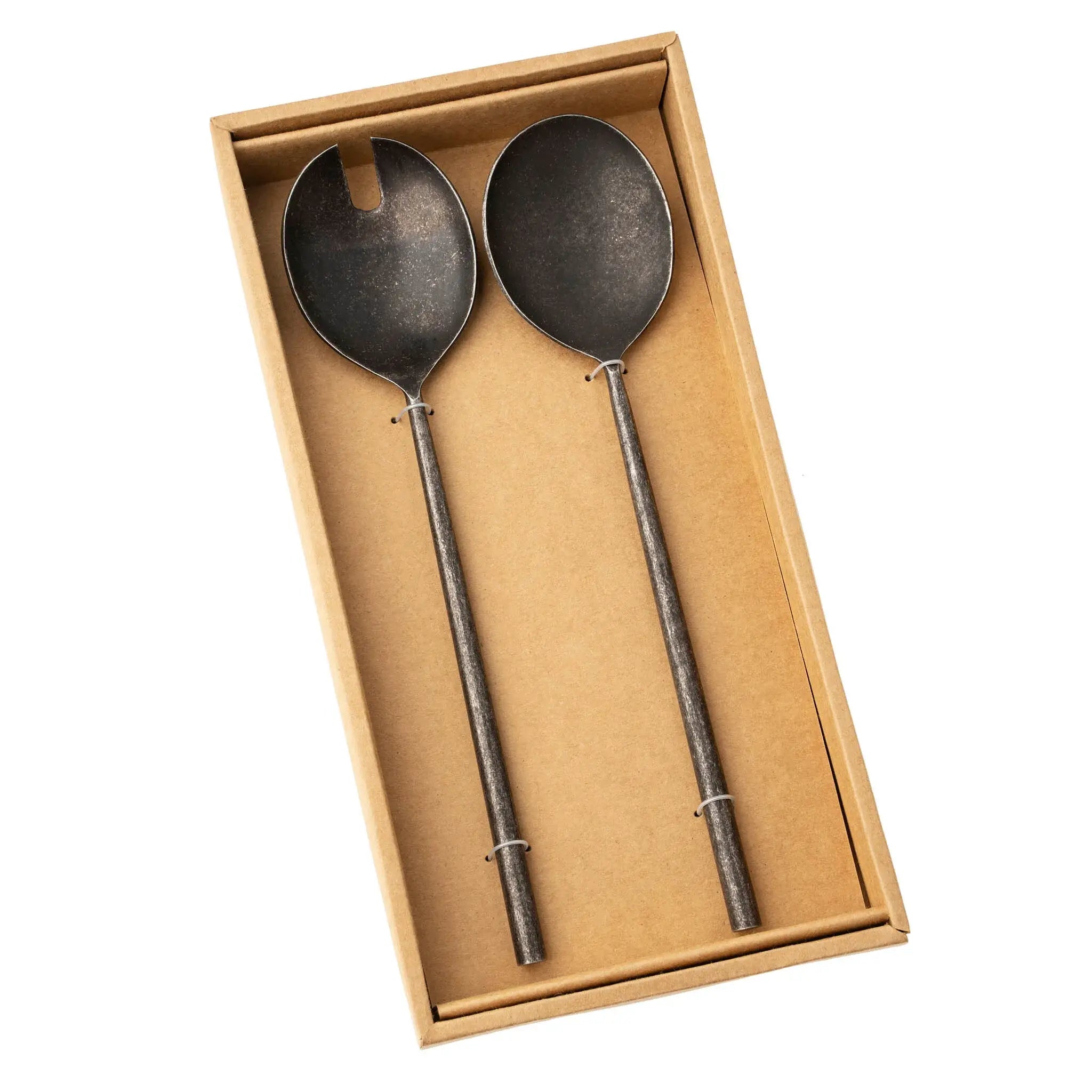 Tides Salad Servers - Tumbled Black