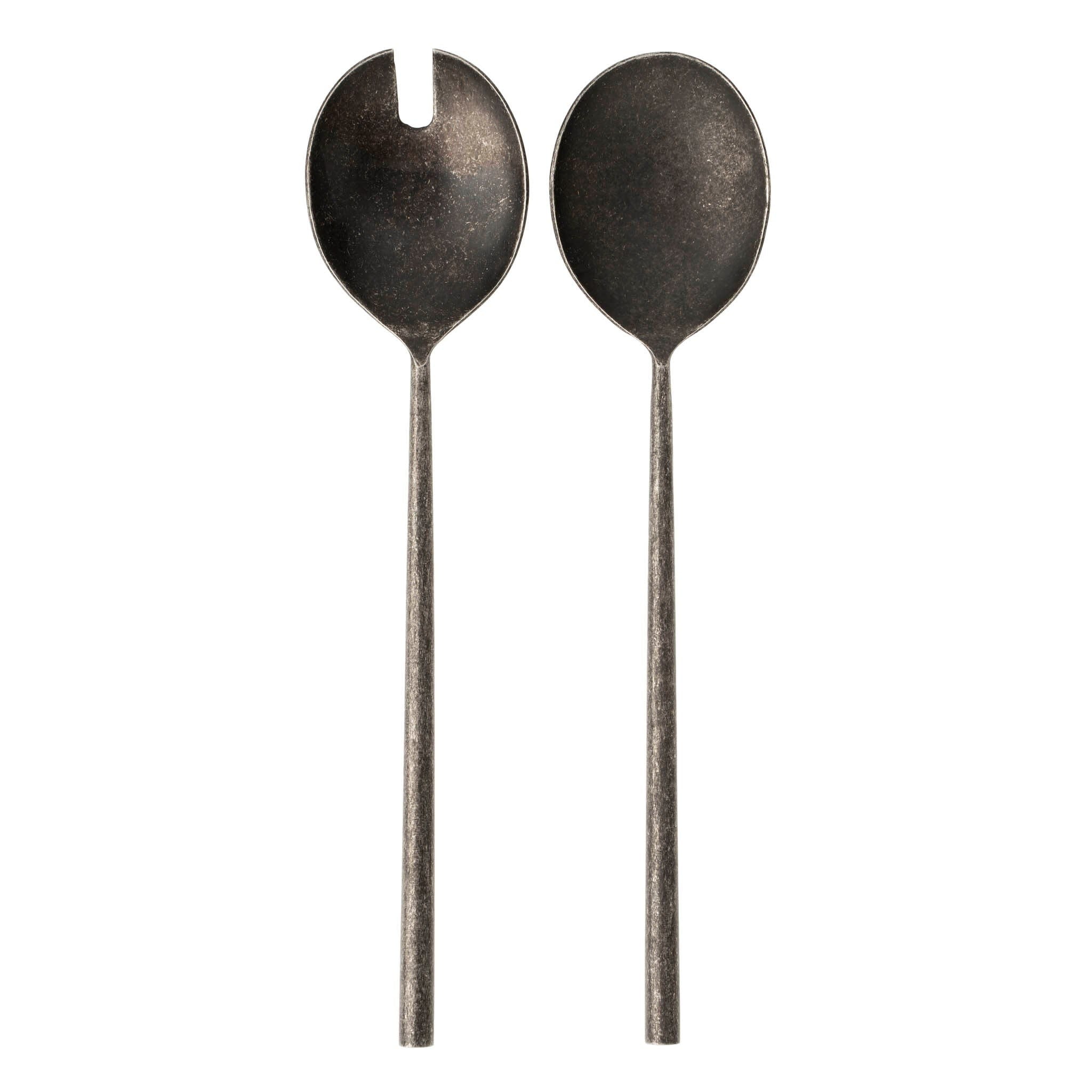 Tides Salad Servers - Tumbled Black
