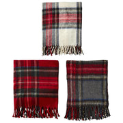 Tartan Fringe Throw - White
