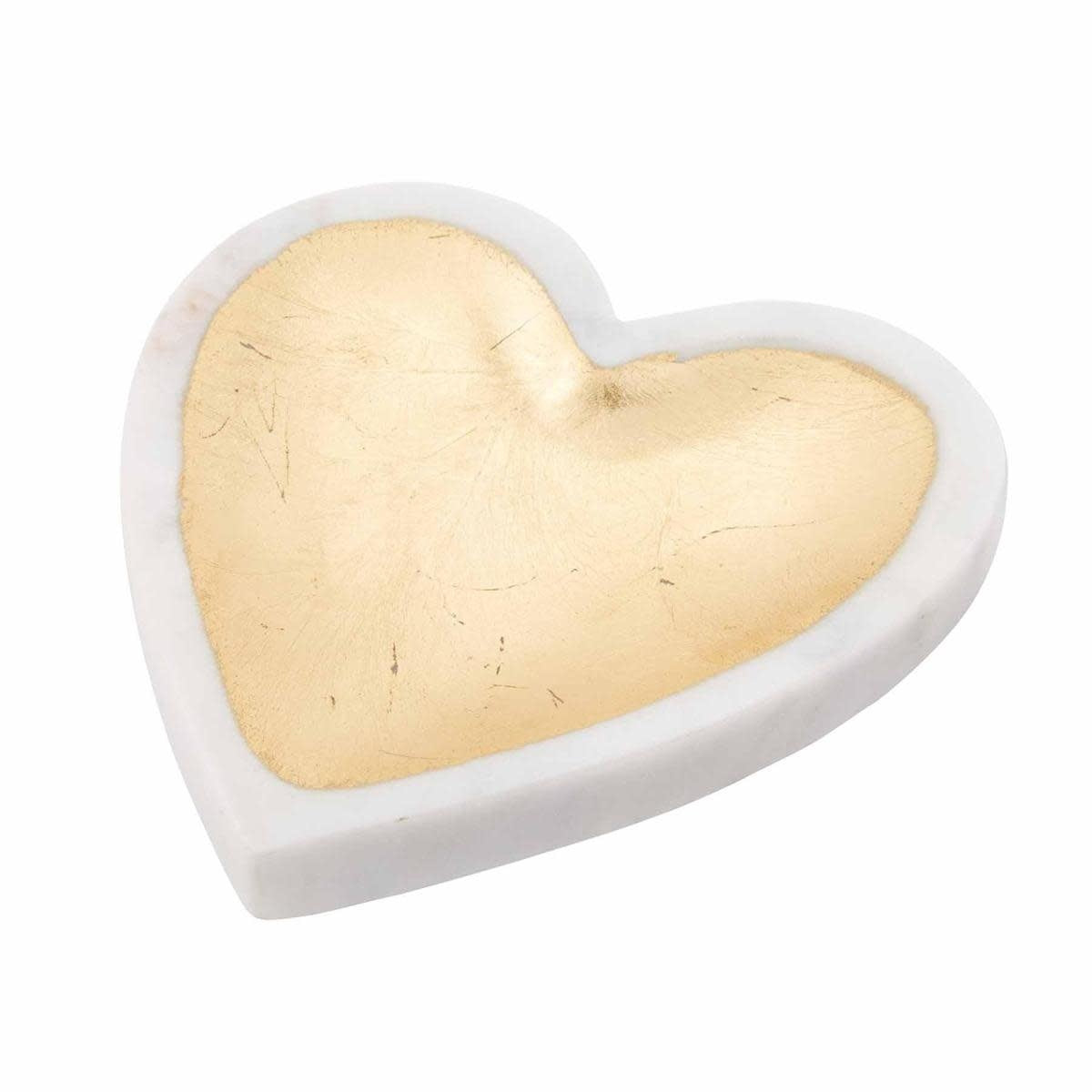 Marble Foil Heart Trinket Tray - White