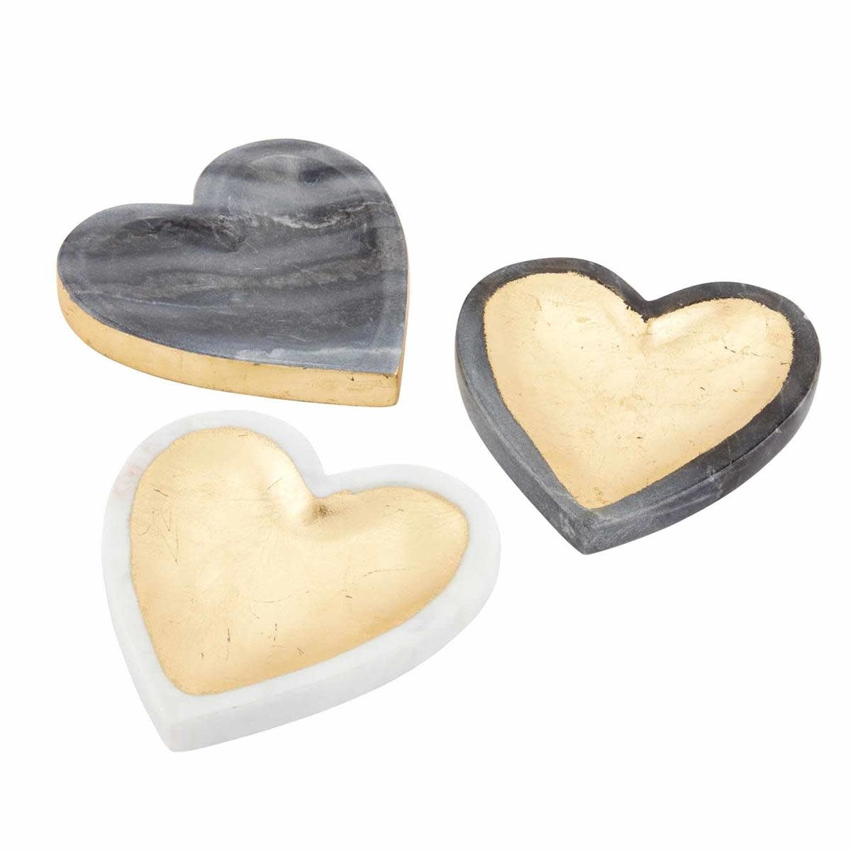 Marble Foil Heart Trinket Tray - White
