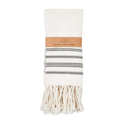 Turkish Napkins - White with Black Stripes (Set of 4)