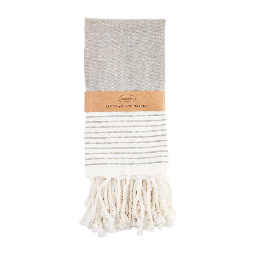Turkish Napkins - Grey/White Stripe (Set of 4)