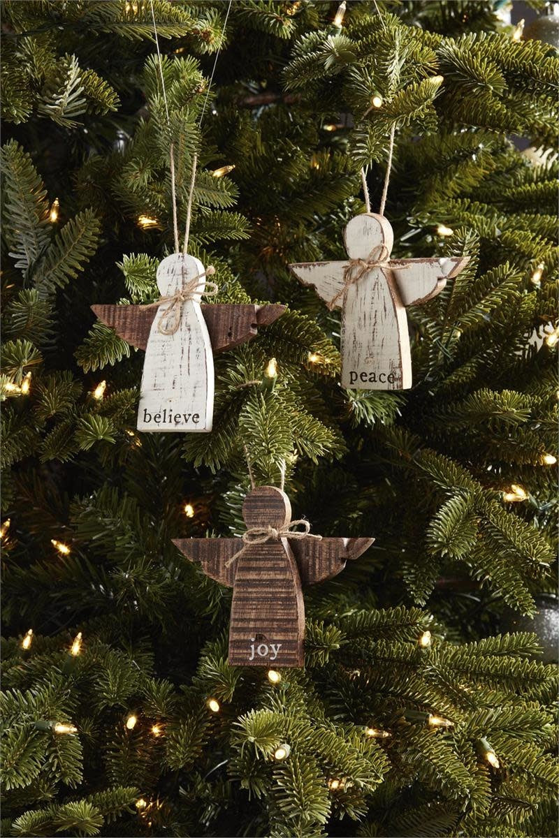 WOODEN ANGEL ORNAMENTS