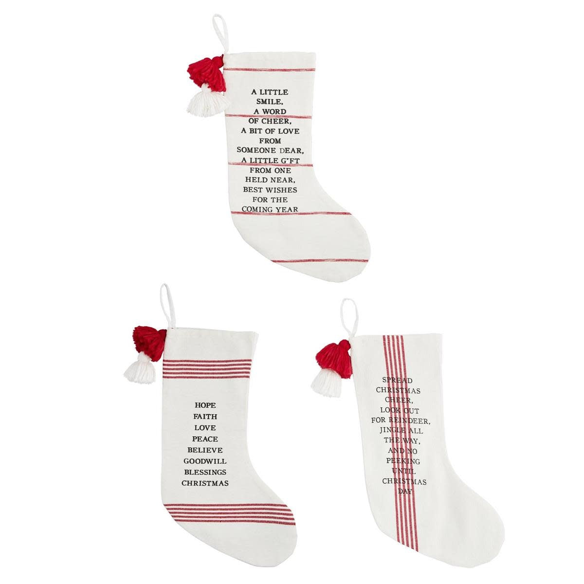 Loom Word Stocking - Red/White -