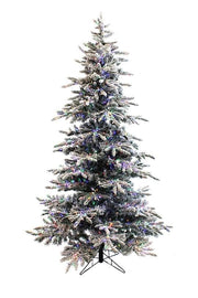 6.5' Prelit Slim Flocked Utica Christmas Tree with Stand