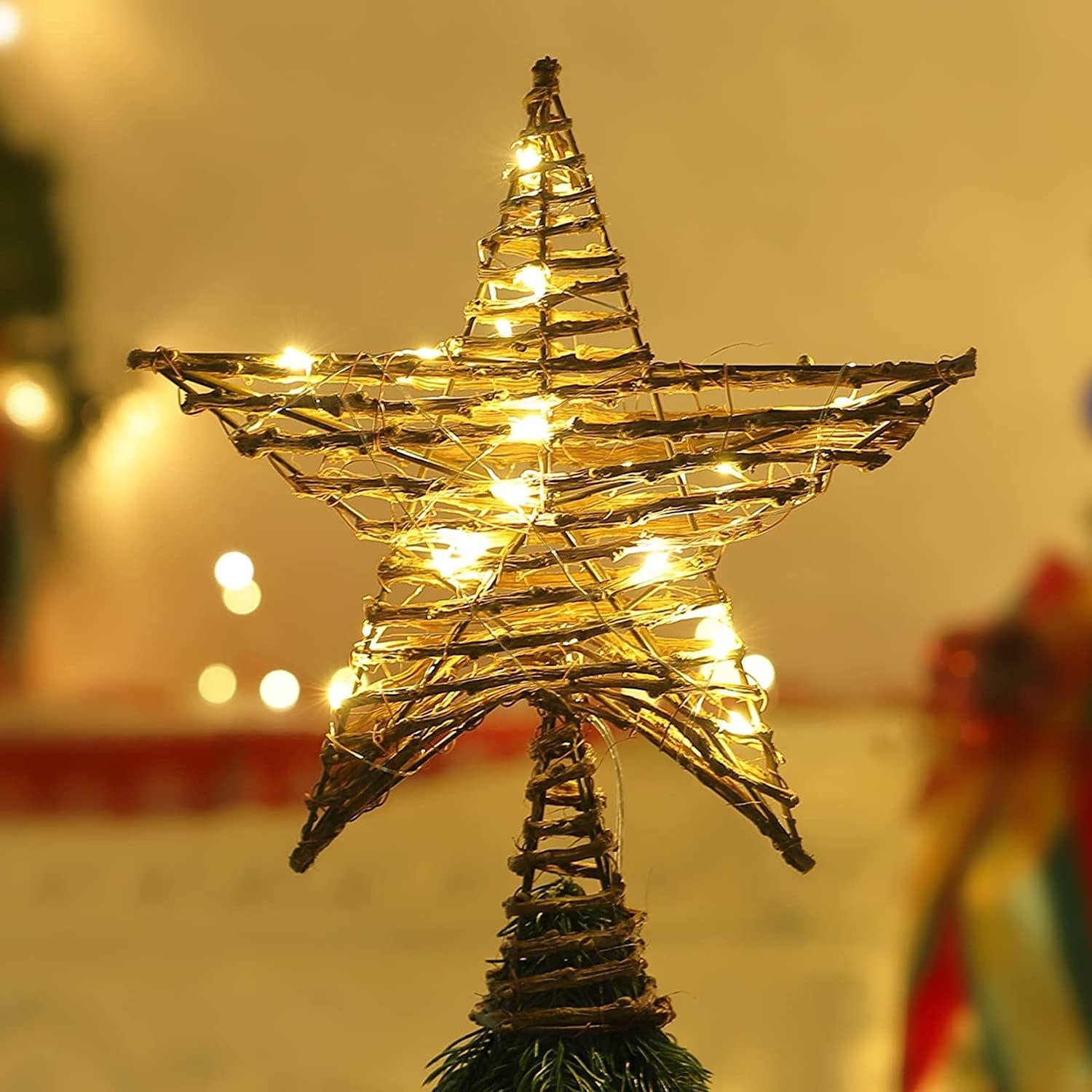 10" Rattan Christmas Topper