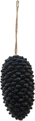 Resin Pinecone Ornament - Navy Glitter