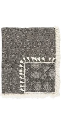 Knit Throw with Fringe - Black
