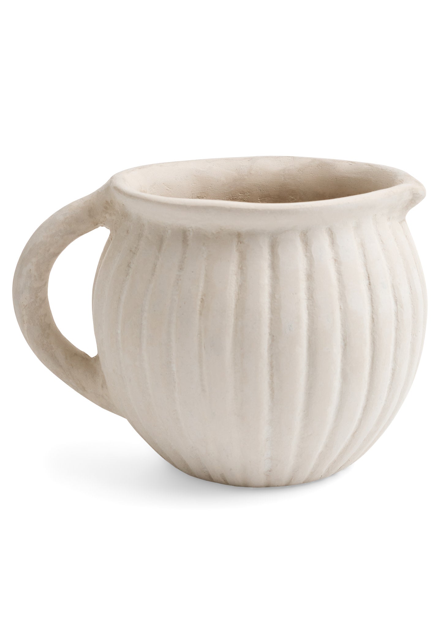 Ribbed Ecru Paper Mache Vase