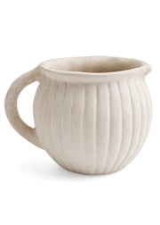 Ribbed Ecru Paper Mache Vase