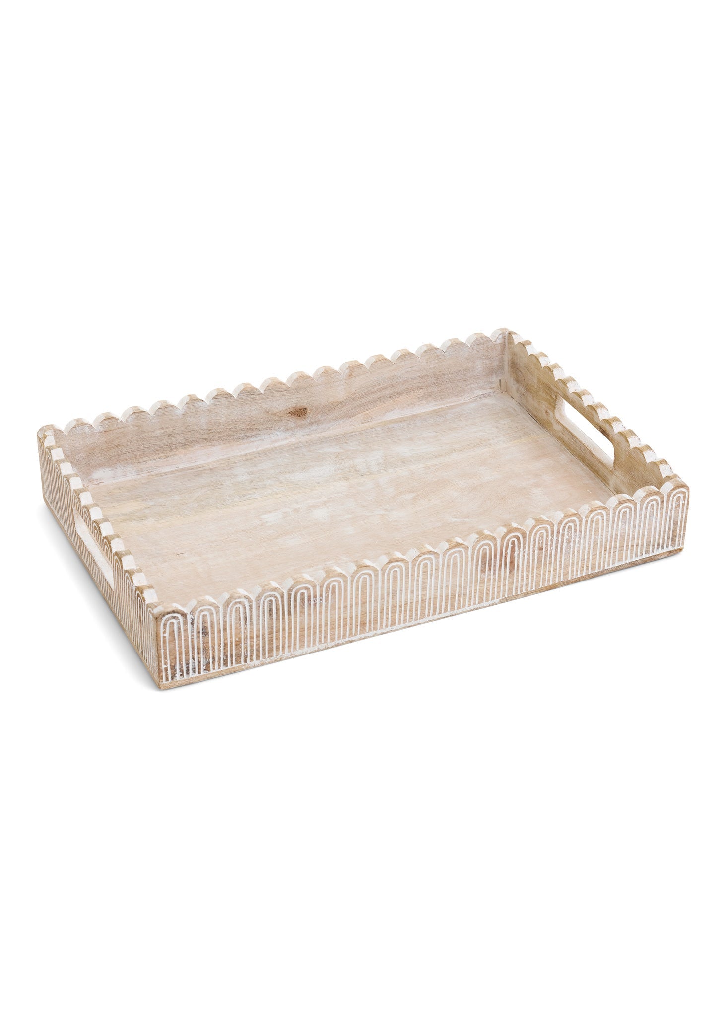 Scalloped Edge Wood Tray