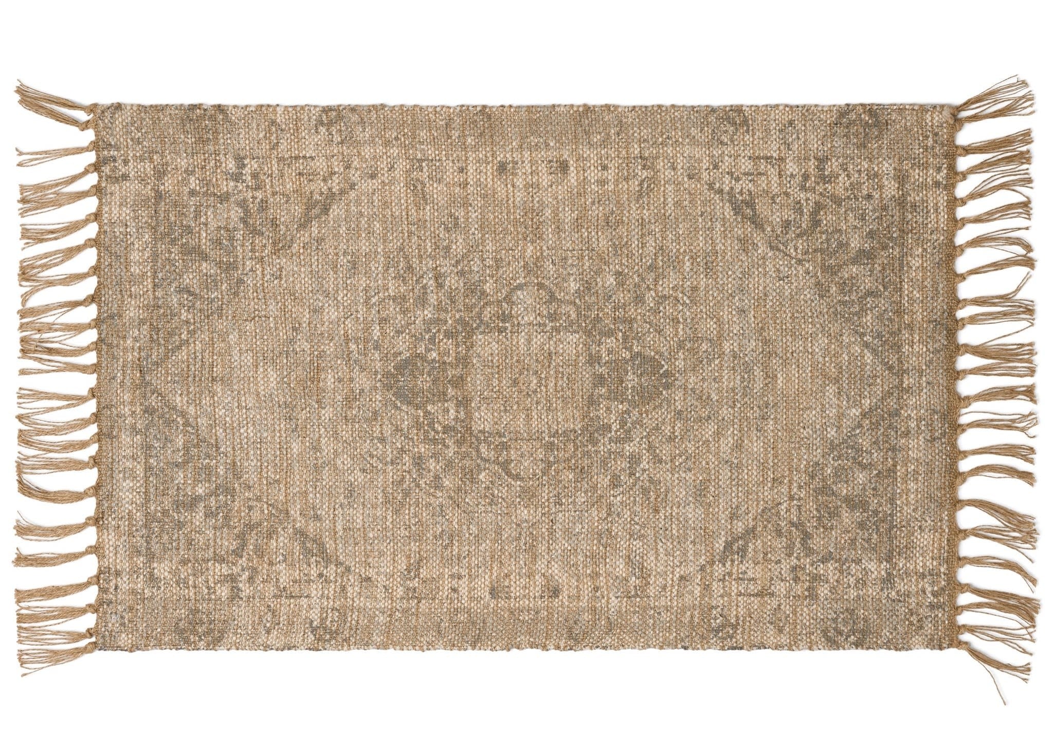 Grey Printed Jute Rug