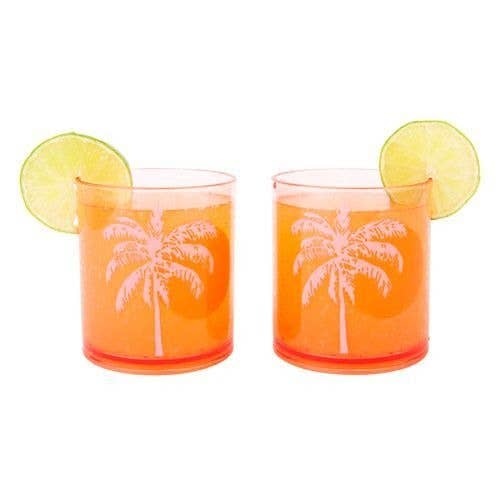 Poolside Tumblers Desert Palms - Powder Pink Set of 2 |