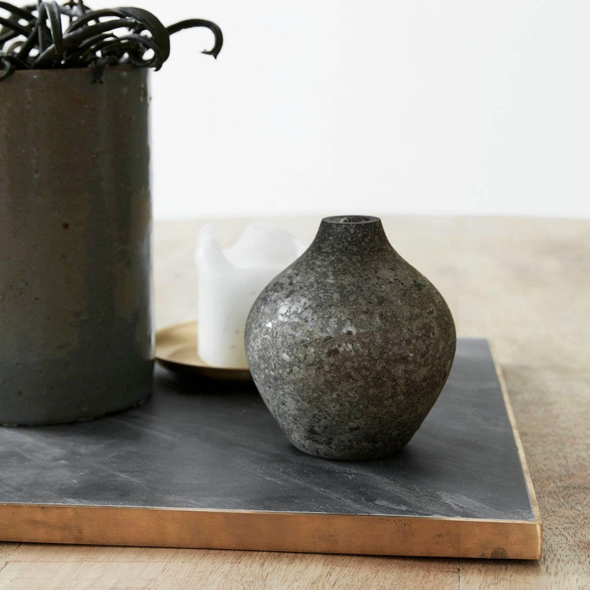 Square Stone Tray - Dark Grey