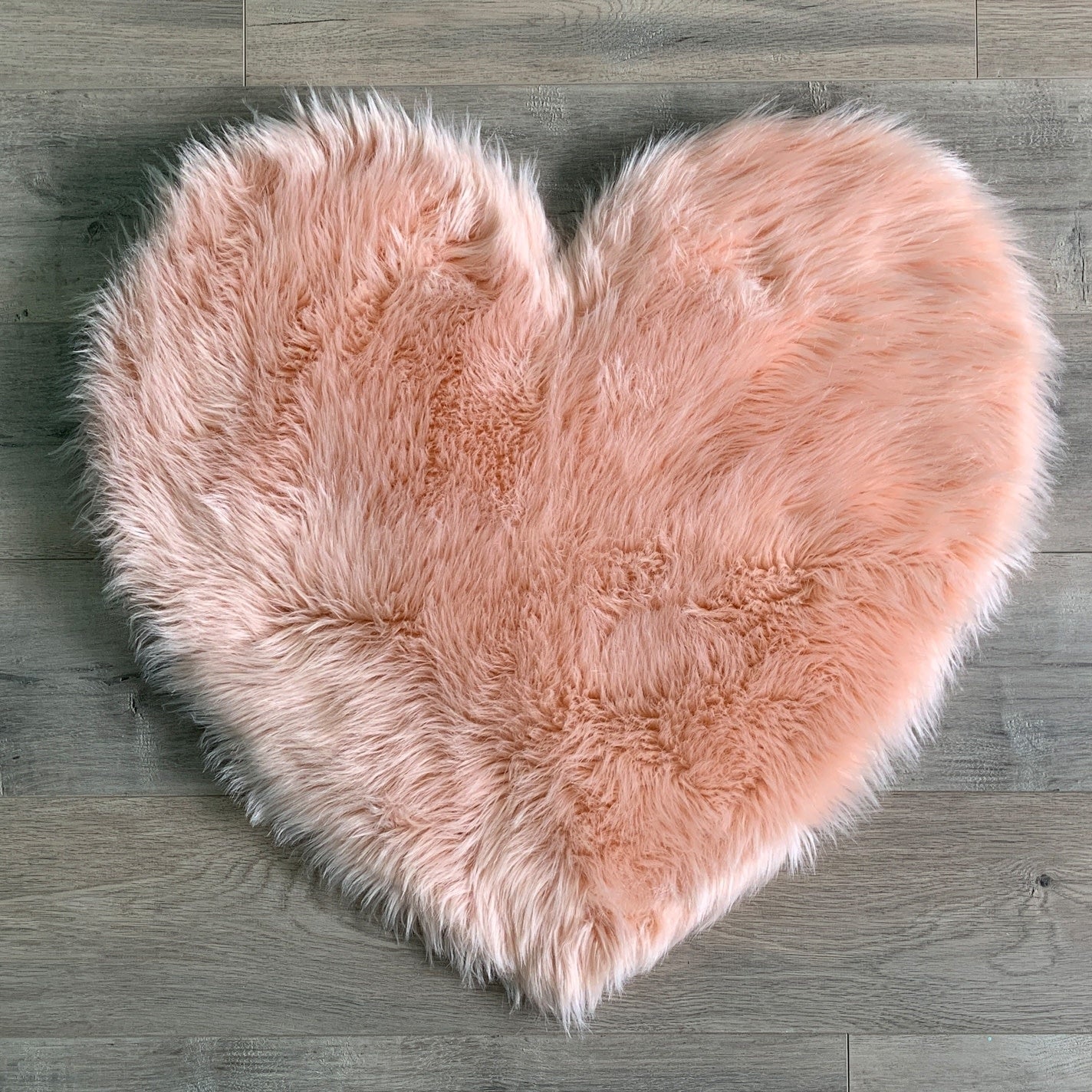 Heart Area Rug - Blush - Faux Sheepskin