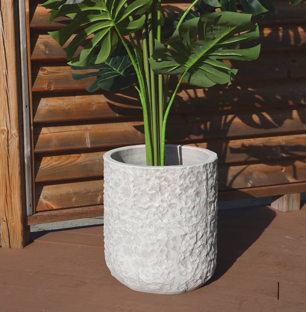 Vela Cement Rock Planter 14''