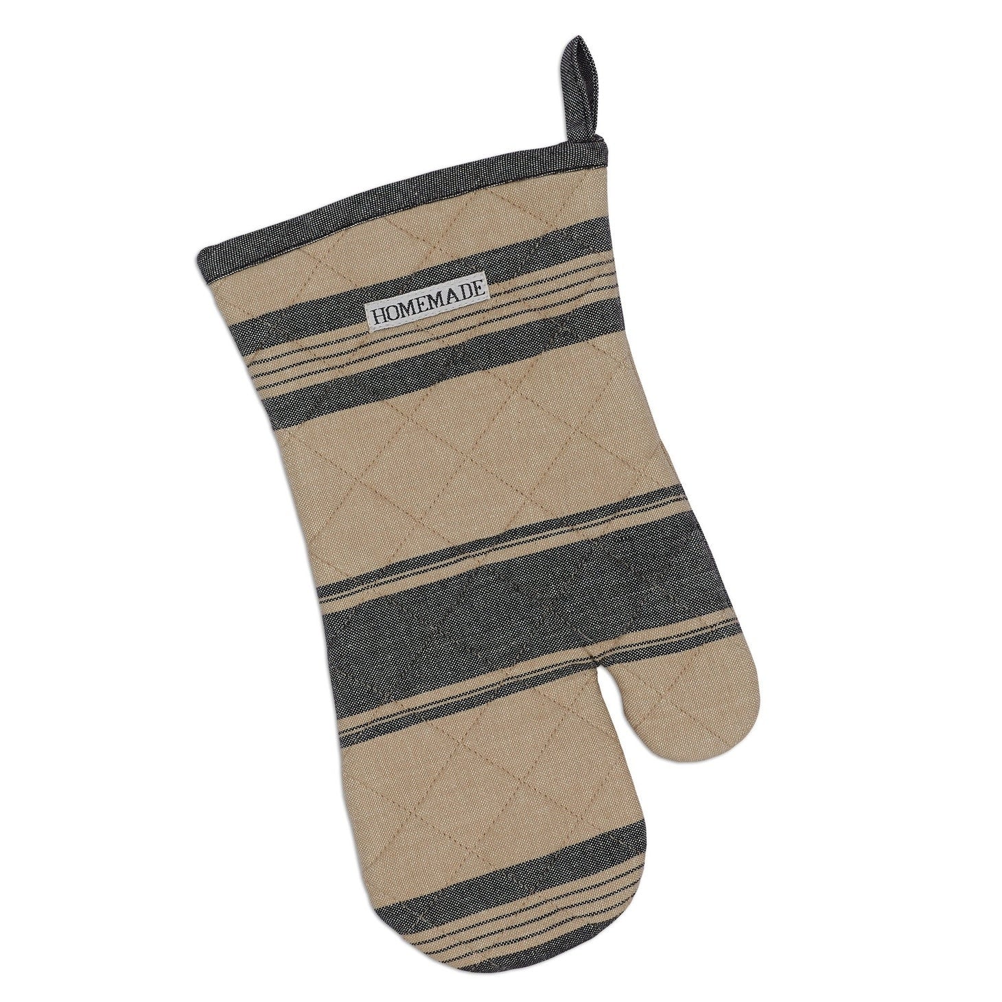 Black French Stripe Oven Mitt