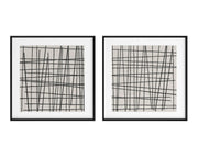 Crosshatch (Set Of 2) - 48" X 48" - Black Floater Frame