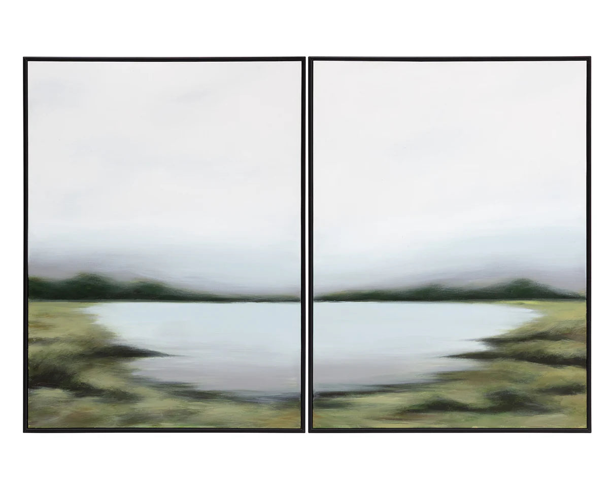 Lakeside Views (Set Of 2) - 36" X 48" - Black Floater Frame
