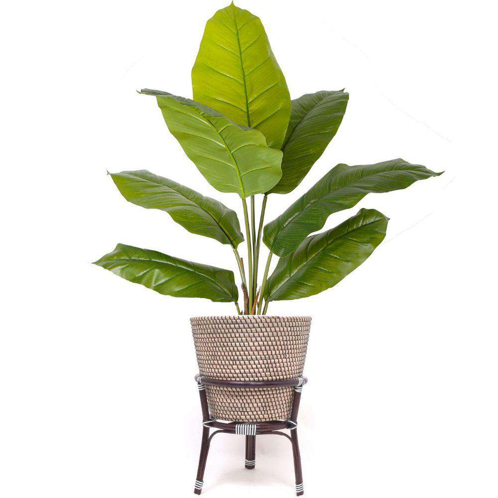 Ayu - Boho Floor Planter On Wooden Stand