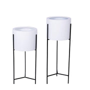 Cira - White Mid-Century Planter With Black Metal Stand (Multiple Sizes)