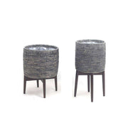 Jax -Black Tall Mid-Century Planter With Turned Leg Stand