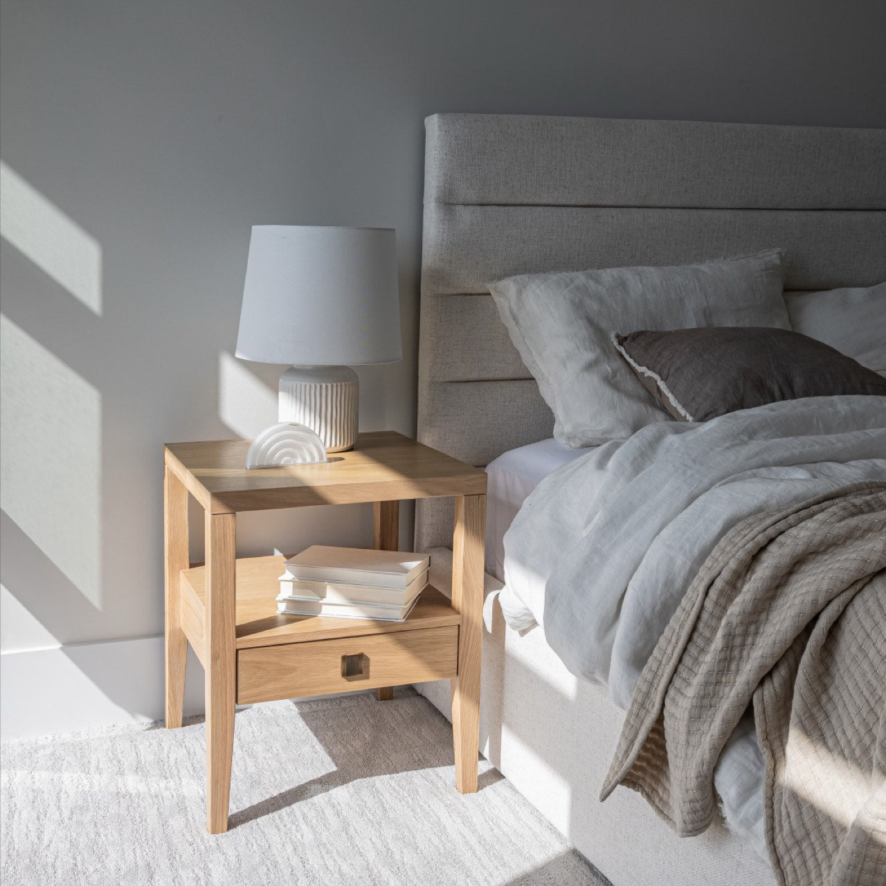 Justin King Bed Tall - Cream