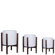 Rica - Mid-Century Modern Plant Stand With White Planter (Multiple Sizes)