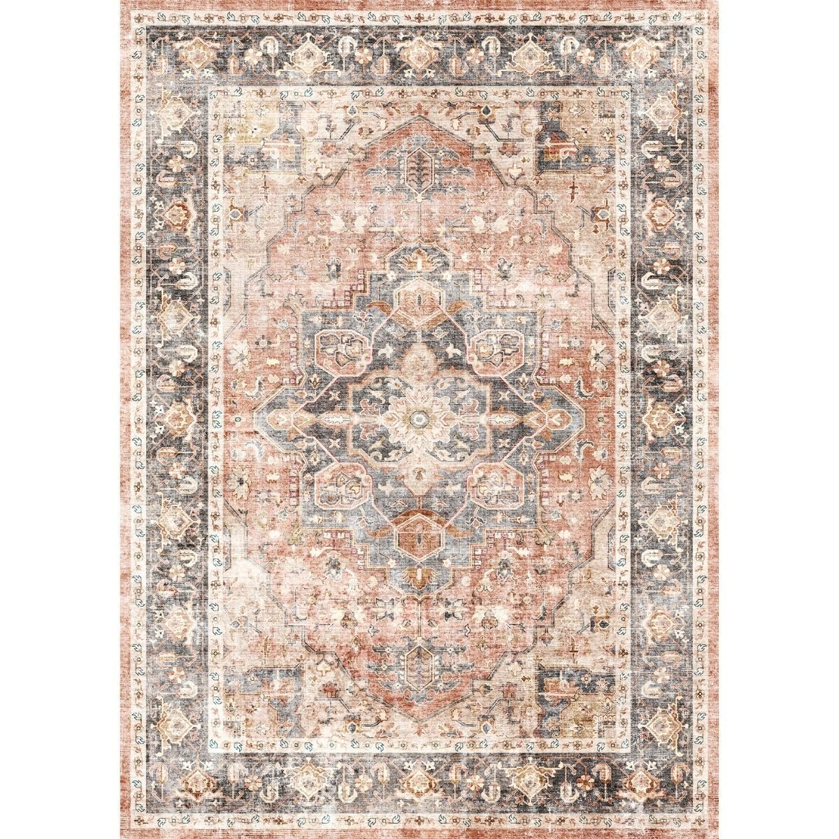 Riverra Terracotta Black Rug