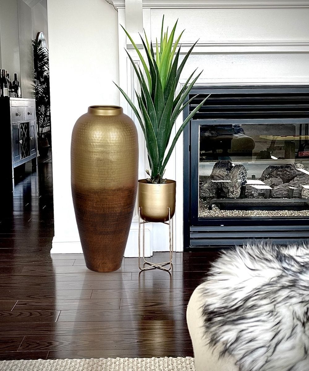 Selina Hand Hammered Brass Floor Vase