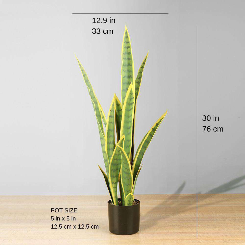 Zora Artificial Snake Sansevieria Yellow And Green Potted Plant 30''