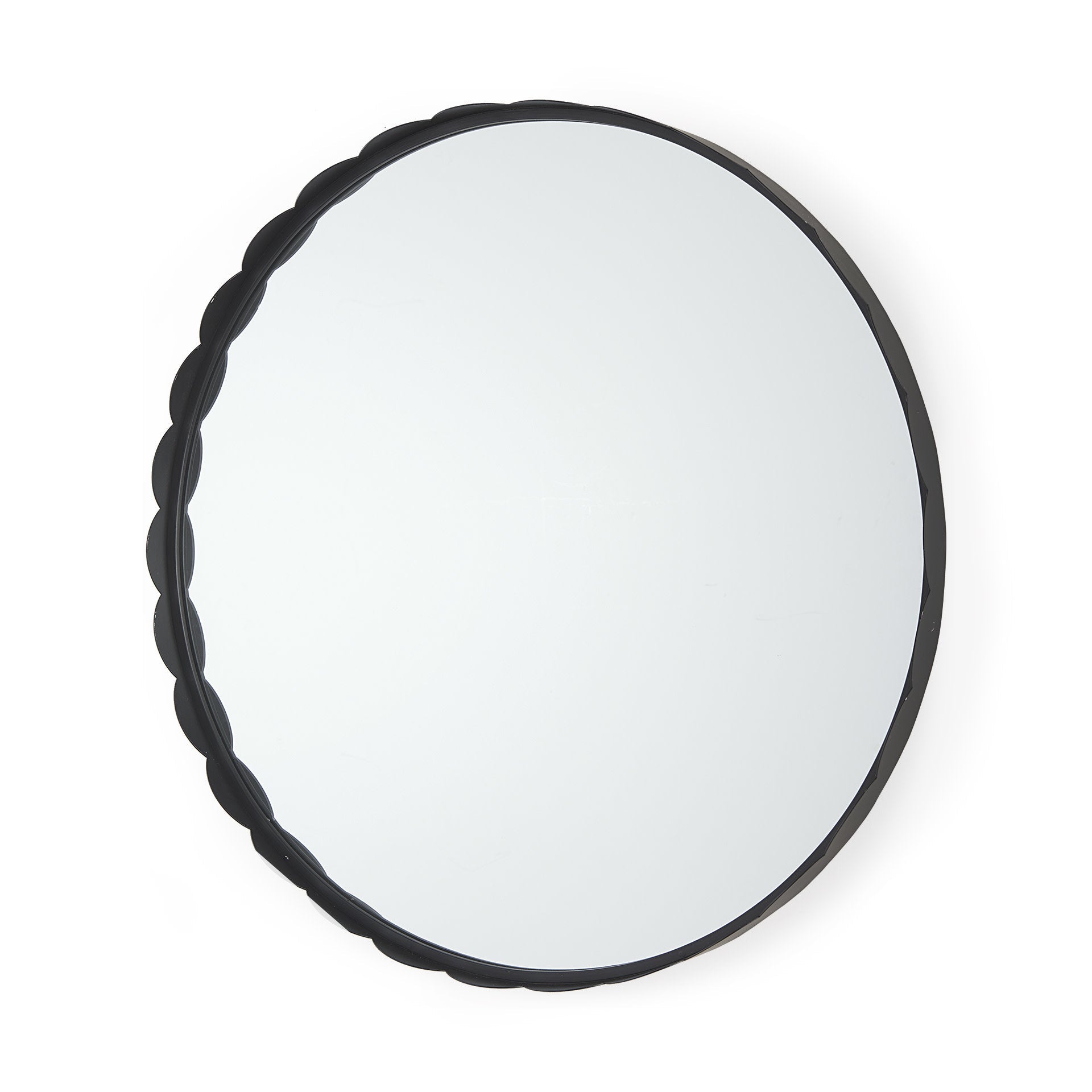 Adelaide Scallop Edge Round Mirror - Black