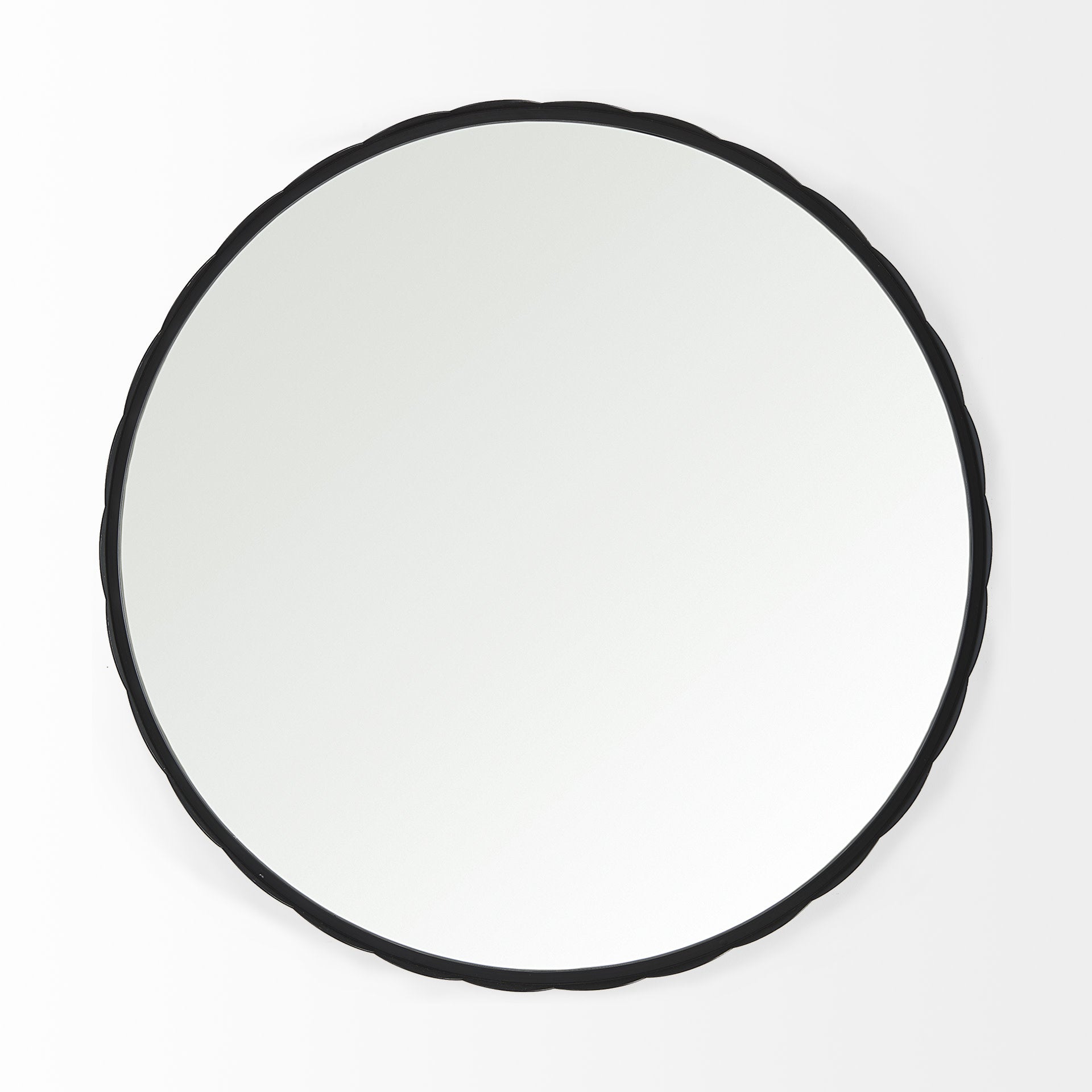 Adelaide Scallop Edge Round Mirror - Black