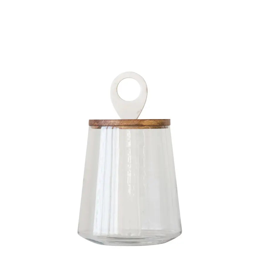 Glass Jar w/ Mango Wood & Marble Lid