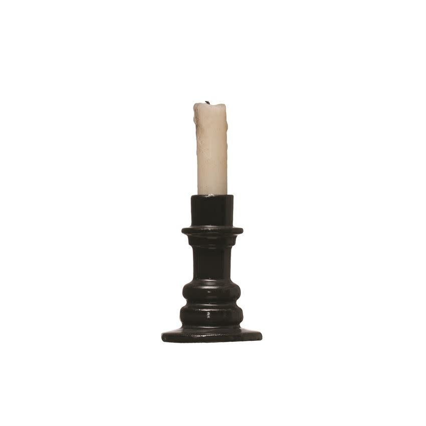 Stoneware Taper Candle Holder - Navy/Black - Short